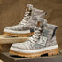 Puffsneakers | Distressed Design Lace-up Boots